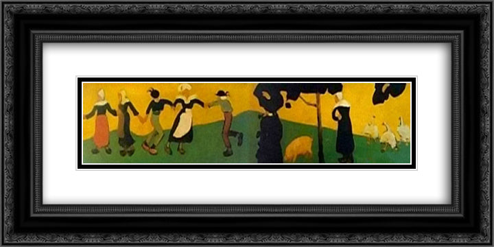 Breton dance 24x12 Black Ornate Wood Framed Art Print Poster with Double Matting by Serusier, Paul
