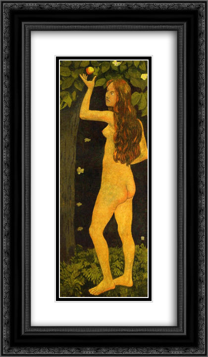 Eve Picking the Apple 14x24 Black Ornate Wood Framed Art Print Poster with Double Matting by Serusier, Paul