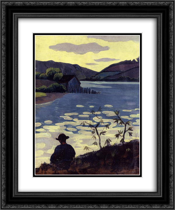 Fisherman on the Laita 20x24 Black Ornate Wood Framed Art Print Poster with Double Matting by Serusier, Paul