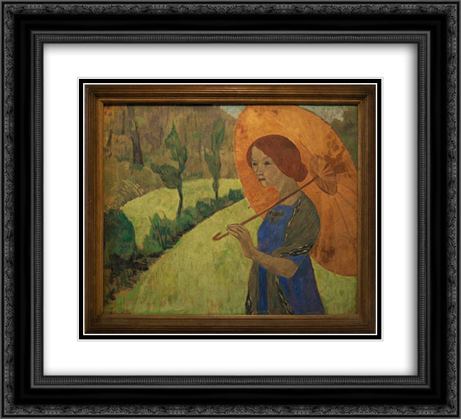 Madame Serusier with a Parasol 22x20 Black Ornate Wood Framed Art Print Poster with Double Matting by Serusier, Paul