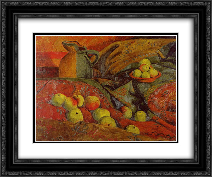 Still life with apples and jug 24x20 Black Ornate Wood Framed Art Print Poster with Double Matting by Serusier, Paul
