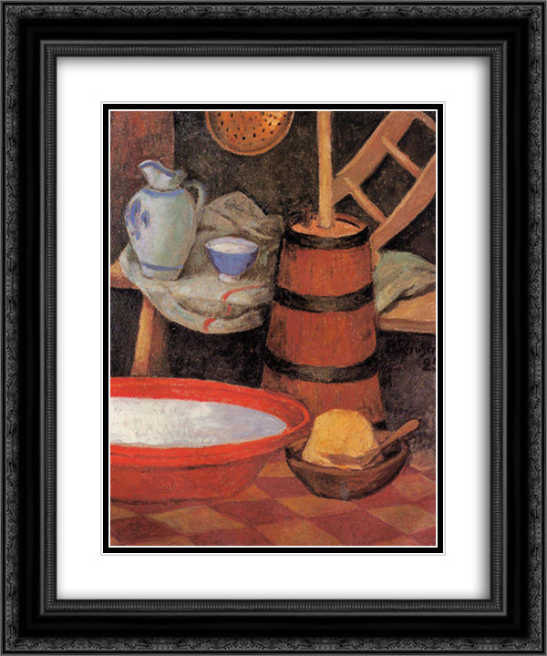 Still Life with Churn 20x24 Black Ornate Wood Framed Art Print Poster with Double Matting by Serusier, Paul