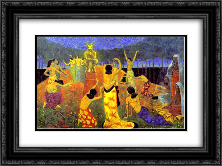The Daughters of Pelichtim 24x18 Black Ornate Wood Framed Art Print Poster with Double Matting by Serusier, Paul