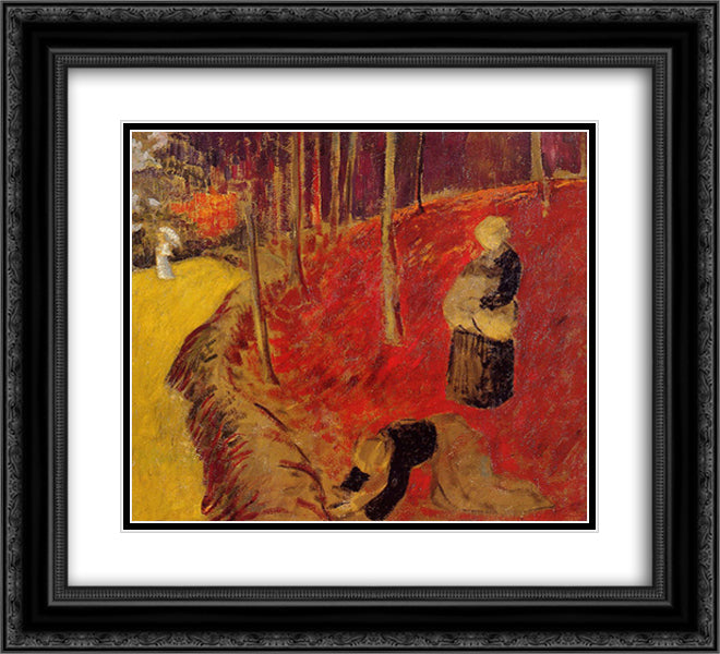 The Fern Harvesters in the Boid d'Amour at Pont Aven 22x20 Black Ornate Wood Framed Art Print Poster with Double Matting by Serusier, Paul