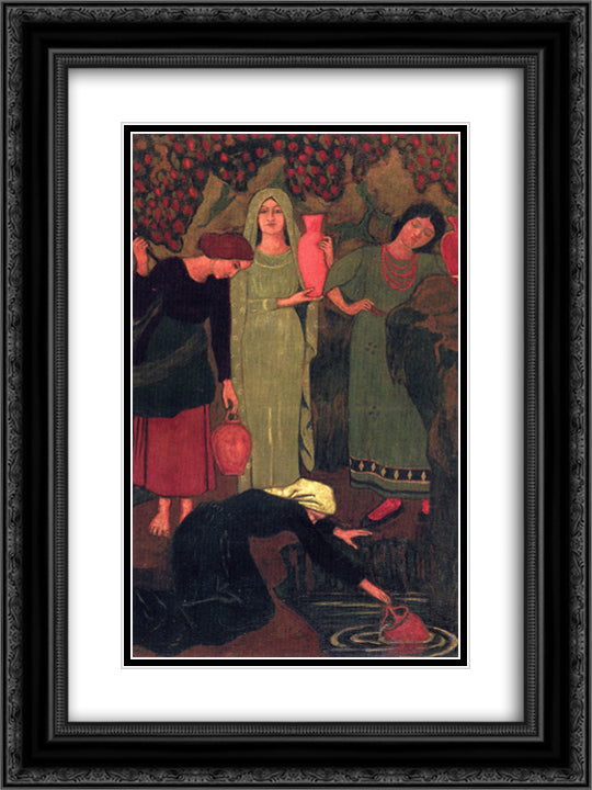 The Wait at the Well 18x24 Black Ornate Wood Framed Art Print Poster with Double Matting by Serusier, Paul