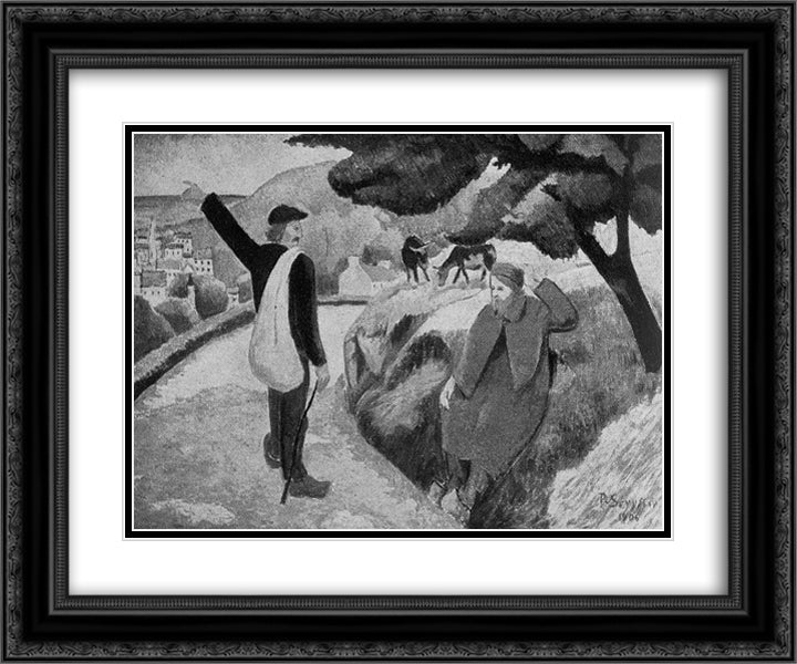 Tityrus Meliboea and the departure of Gauguin 24x20 Black Ornate Wood Framed Art Print Poster with Double Matting by Serusier, Paul