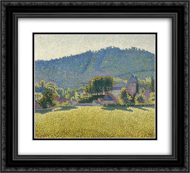 Comblat and the valley of the Cere 22x20 Black Ornate Wood Framed Art Print Poster with Double Matting by Signac, Paul