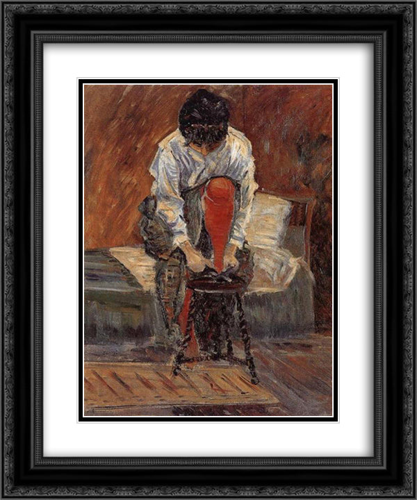 Red silk stockings 20x24 Black Ornate Wood Framed Art Print Poster with Double Matting by Signac, Paul