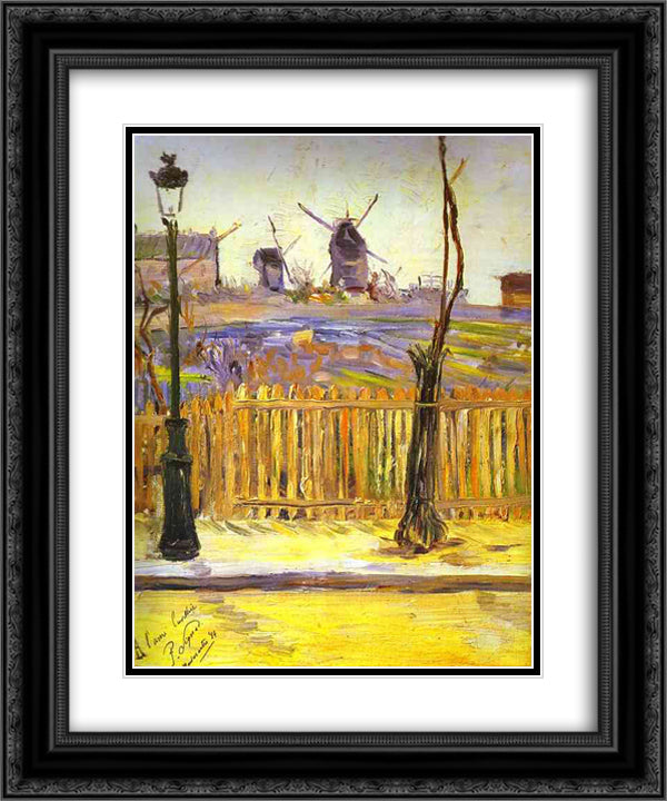 Rue Caulaincourt. Mills on Montmarte 20x24 Black Ornate Wood Framed Art Print Poster with Double Matting by Signac, Paul