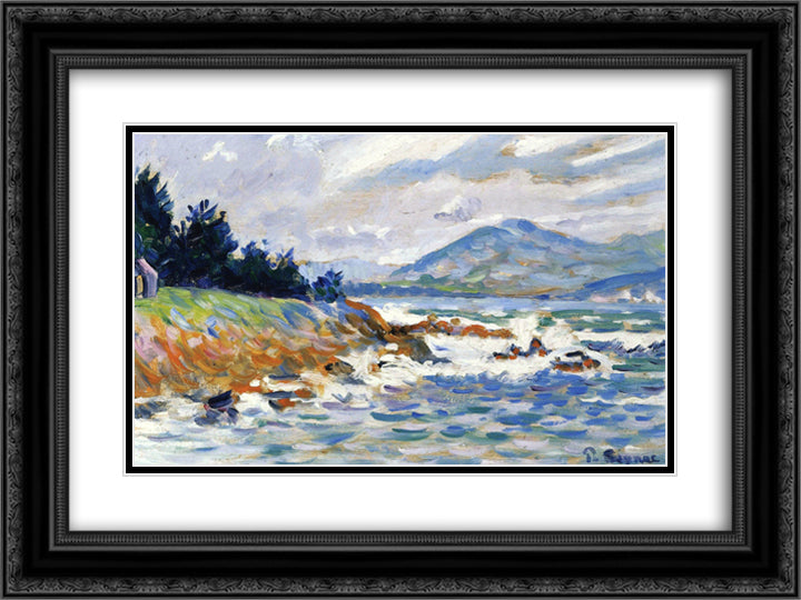 Saint Tropez, gale from east 24x18 Black Ornate Wood Framed Art Print Poster with Double Matting by Signac, Paul