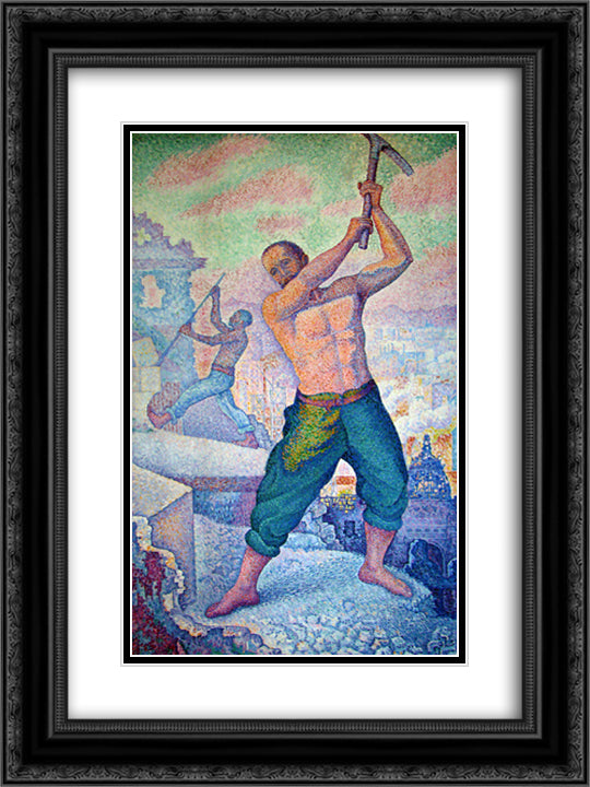 The Demolisher 18x24 Black Ornate Wood Framed Art Print Poster with Double Matting by Signac, Paul