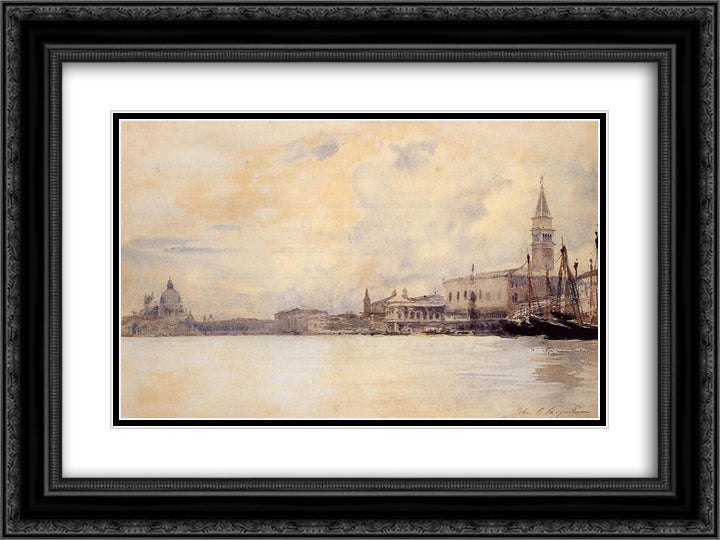 The Entrance to the Grand Canal, Venice 24x18 Black Ornate Wood Framed Art Print Poster with Double Matting by Signac, Paul