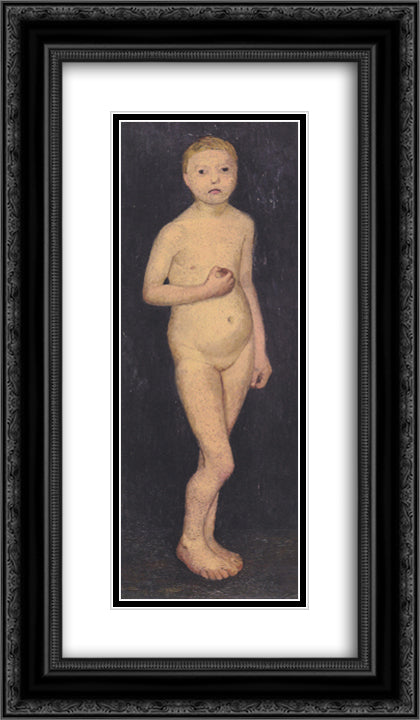 Nude girl standing 14x24 Black Ornate Wood Framed Art Print Poster with Double Matting by Modersohn Becker, Paula
