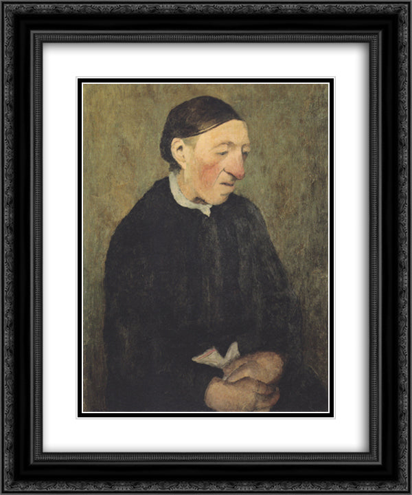 Old Woman with handkerchief 20x24 Black Ornate Wood Framed Art Print Poster with Double Matting by Modersohn Becker, Paula
