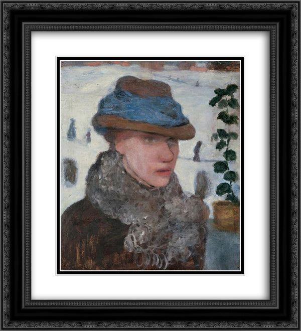 Portrait of Martha Vogeler 20x22 Black Ornate Wood Framed Art Print Poster with Double Matting by Modersohn Becker, Paula