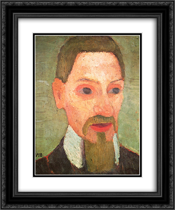 Portrait of Rainer Maria Rilke 20x24 Black Ornate Wood Framed Art Print Poster with Double Matting by Modersohn Becker, Paula