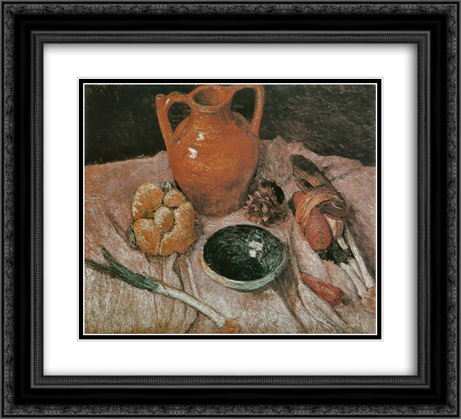 Still life with yellow jug 22x20 Black Ornate Wood Framed Art Print Poster with Double Matting by Modersohn Becker, Paula