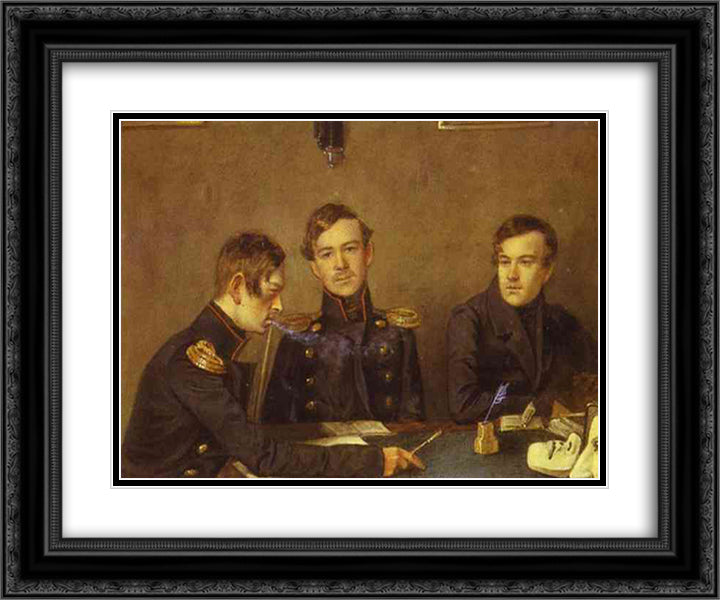 Andrey, Grigoriy and Alexander Druzhinin 24x20 Black Ornate Wood Framed Art Print Poster with Double Matting by Fedotov, Pavel