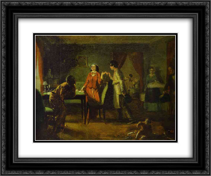 Fashionable Wife (Lioness) 24x20 Black Ornate Wood Framed Art Print Poster with Double Matting by Fedotov, Pavel