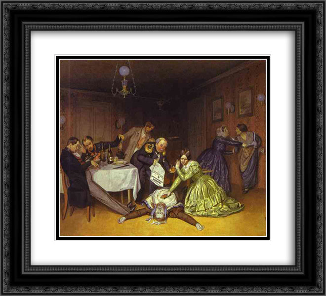 It is Cholera to Blame 22x20 Black Ornate Wood Framed Art Print Poster with Double Matting by Fedotov, Pavel