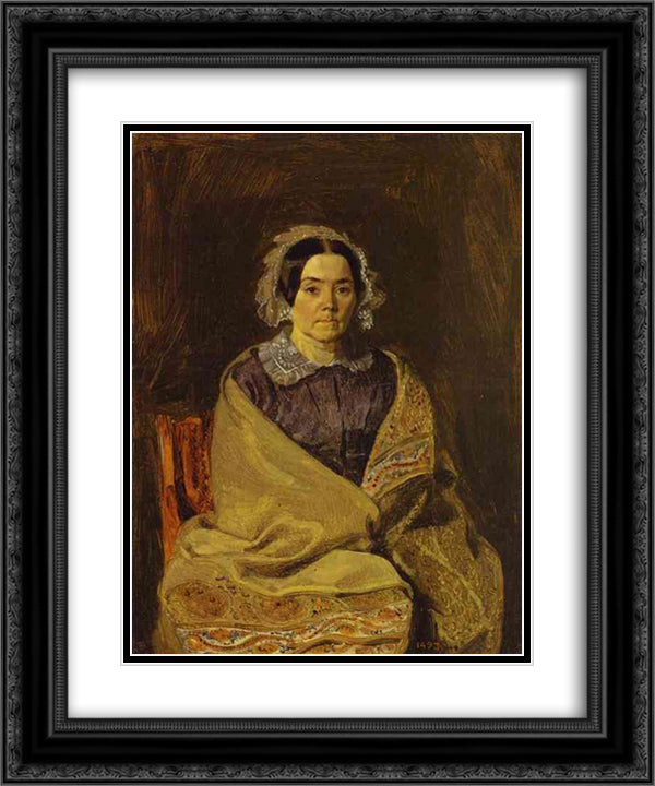 Portrait of N. P. Chernyshova 20x24 Black Ornate Wood Framed Art Print Poster with Double Matting by Fedotov, Pavel