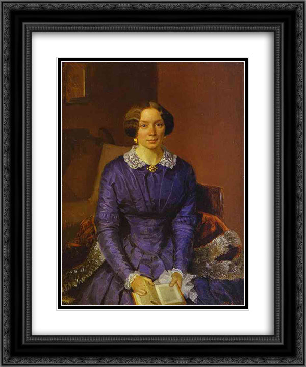 Portrait of Elizaveta Petrovna Zhdanova 20x24 Black Ornate Wood Framed Art Print Poster with Double Matting by Fedotov, Pavel