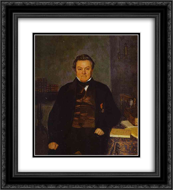 Portrait of F. Ye. Yakovlev 20x22 Black Ornate Wood Framed Art Print Poster with Double Matting by Fedotov, Pavel