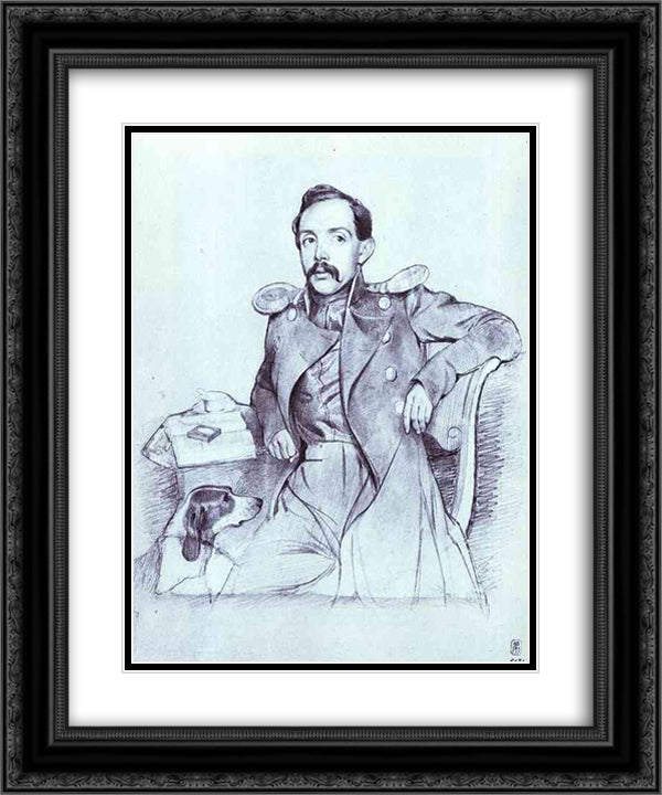 Portrait of Lieutenant Lvov 20x24 Black Ornate Wood Framed Art Print Poster with Double Matting by Fedotov, Pavel