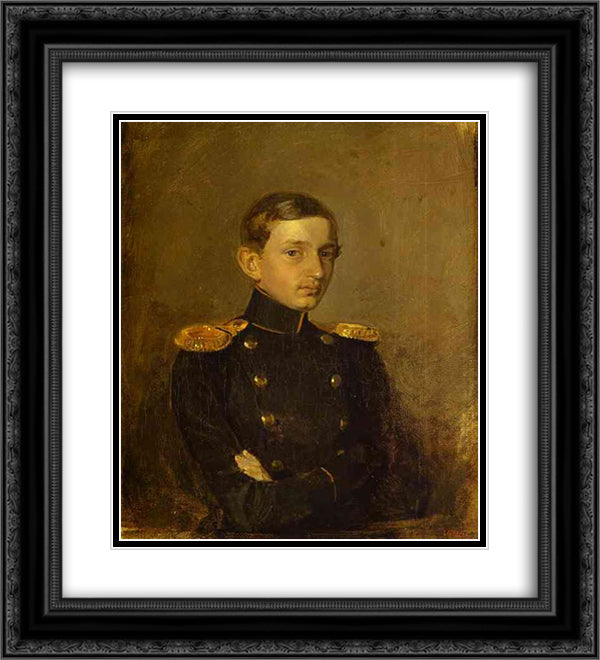 Portrait of M. P. Zhdanovich 20x22 Black Ornate Wood Framed Art Print Poster with Double Matting by Fedotov, Pavel