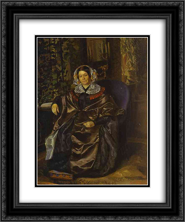 Portrait of Maria Pavlovna Druzhinina 20x24 Black Ornate Wood Framed Art Print Poster with Double Matting by Fedotov, Pavel