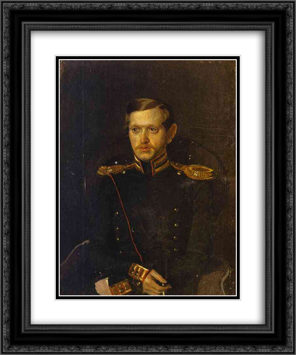 Portrait of S. S. Krylov 20x24 Black Ornate Wood Framed Art Print Poster with Double Matting by Fedotov, Pavel