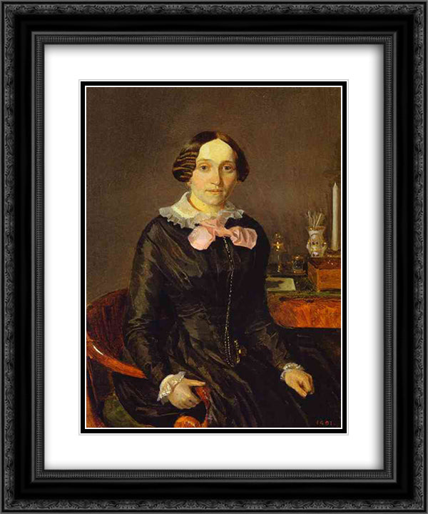 Portrait of Ye. P. Zhdanovich 20x24 Black Ornate Wood Framed Art Print Poster with Double Matting by Fedotov, Pavel