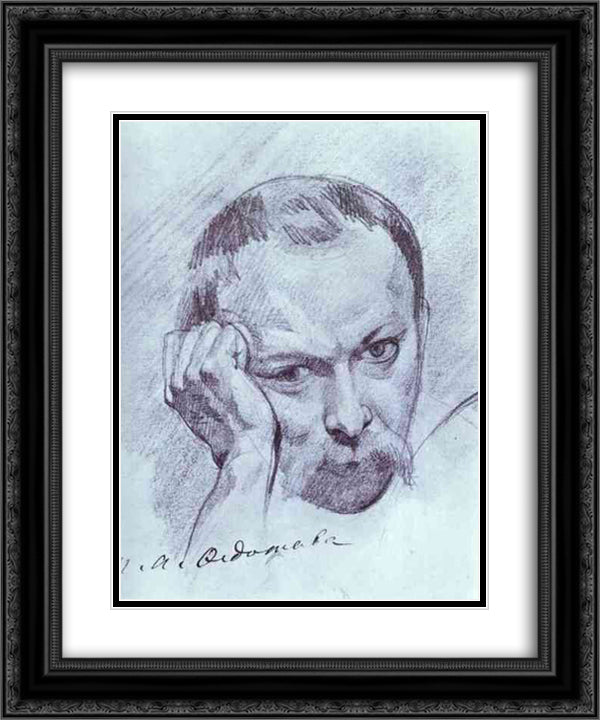 Self-Portrait 20x24 Black Ornate Wood Framed Art Print Poster with Double Matting by Fedotov, Pavel