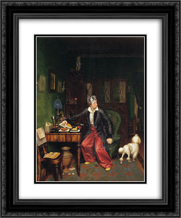 The Aristocrat's Breakfast 20x24 Black Ornate Wood Framed Art Print Poster with Double Matting by Fedotov, Pavel