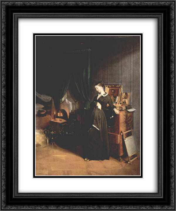 The Widow 20x24 Black Ornate Wood Framed Art Print Poster with Double Matting by Fedotov, Pavel