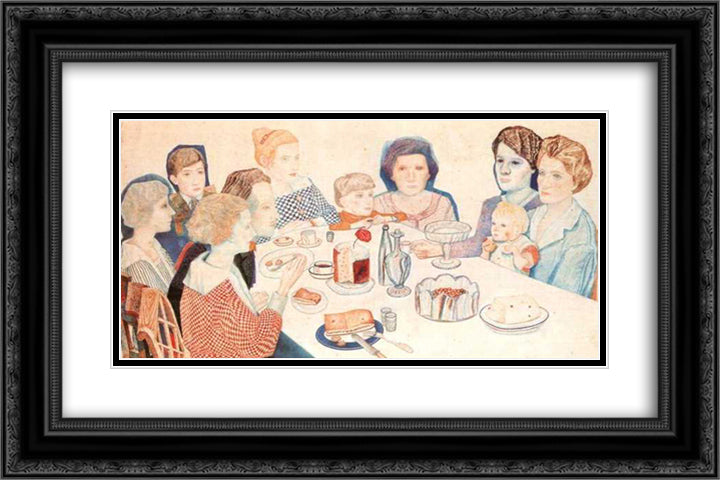 A Family Portrait 24x16 Black Ornate Wood Framed Art Print Poster with Double Matting by Filonov, Pavel
