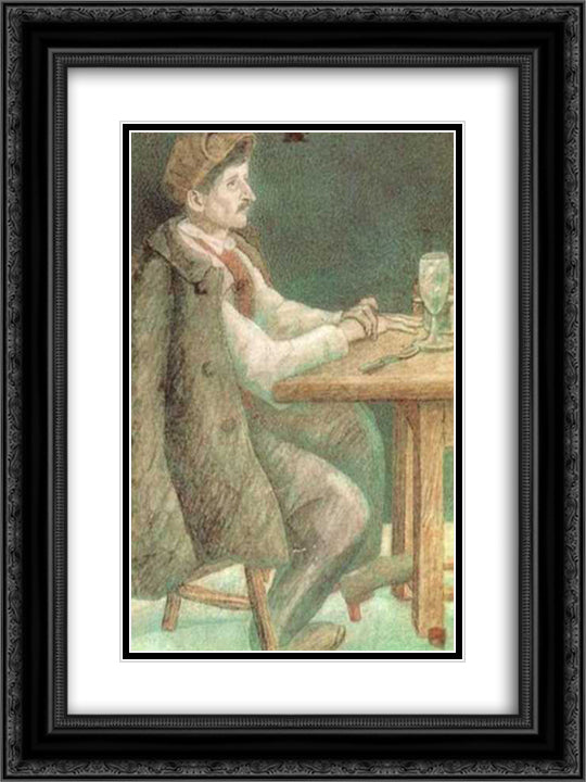 A French Worker 18x24 Black Ornate Wood Framed Art Print Poster with Double Matting by Filonov, Pavel