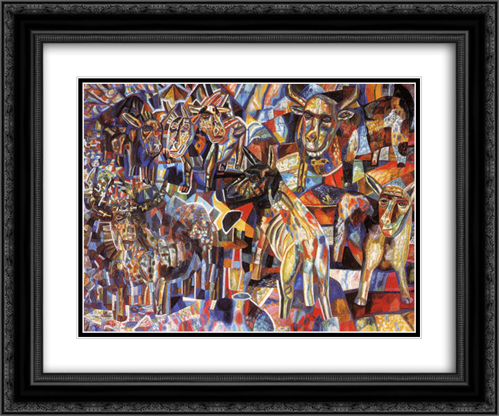 Animals 24x20 Black Ornate Wood Framed Art Print Poster with Double Matting by Filonov, Pavel