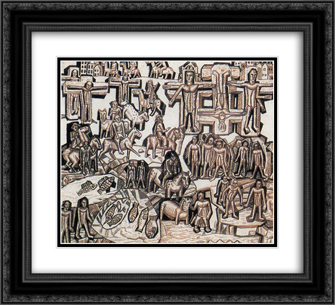 Execution (After 1905) 22x20 Black Ornate Wood Framed Art Print Poster with Double Matting by Filonov, Pavel
