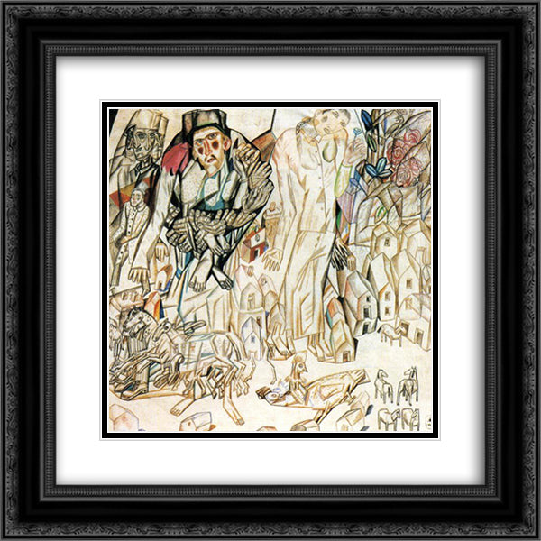 Girl with a Flower 20x20 Black Ornate Wood Framed Art Print Poster with Double Matting by Filonov, Pavel