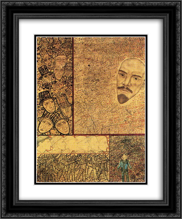 GOELRO (Lenin s Plan for the Electrification of Russia) 20x24 Black Ornate Wood Framed Art Print Poster with Double Matting by Filonov, Pavel