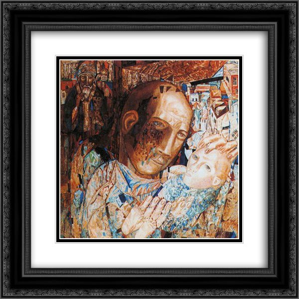 Mother 20x20 Black Ornate Wood Framed Art Print Poster with Double Matting by Filonov, Pavel