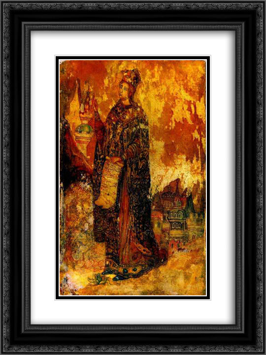 St. Catherine 18x24 Black Ornate Wood Framed Art Print Poster with Double Matting by Filonov, Pavel