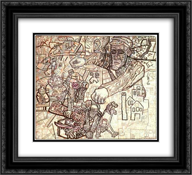 The February Revolution 22x20 Black Ornate Wood Framed Art Print Poster with Double Matting by Filonov, Pavel