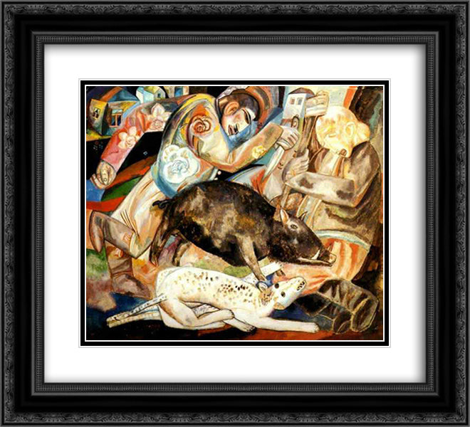 The Hog 22x20 Black Ornate Wood Framed Art Print Poster with Double Matting by Filonov, Pavel