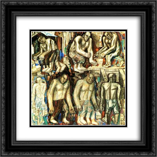 The Workers 20x20 Black Ornate Wood Framed Art Print Poster with Double Matting by Filonov, Pavel