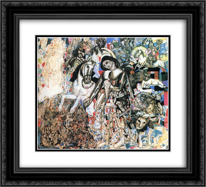 Untitled (St. George the Victorious) 22x20 Black Ornate Wood Framed Art Print Poster with Double Matting by Filonov, Pavel
