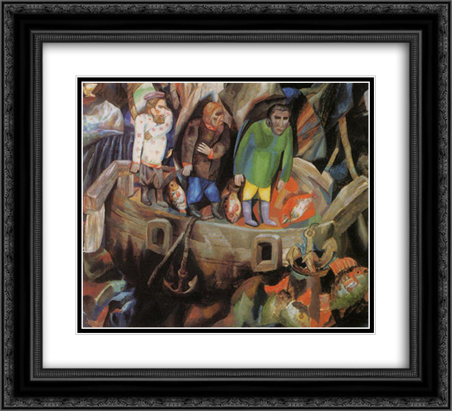 West and East 22x20 Black Ornate Wood Framed Art Print Poster with Double Matting by Filonov, Pavel