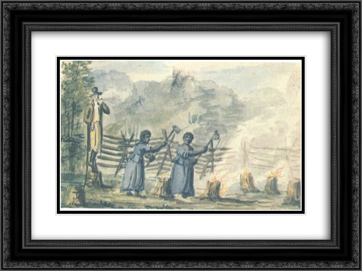At the plantation 24x18 Black Ornate Wood Framed Art Print Poster with Double Matting by Svinyin, Pavel