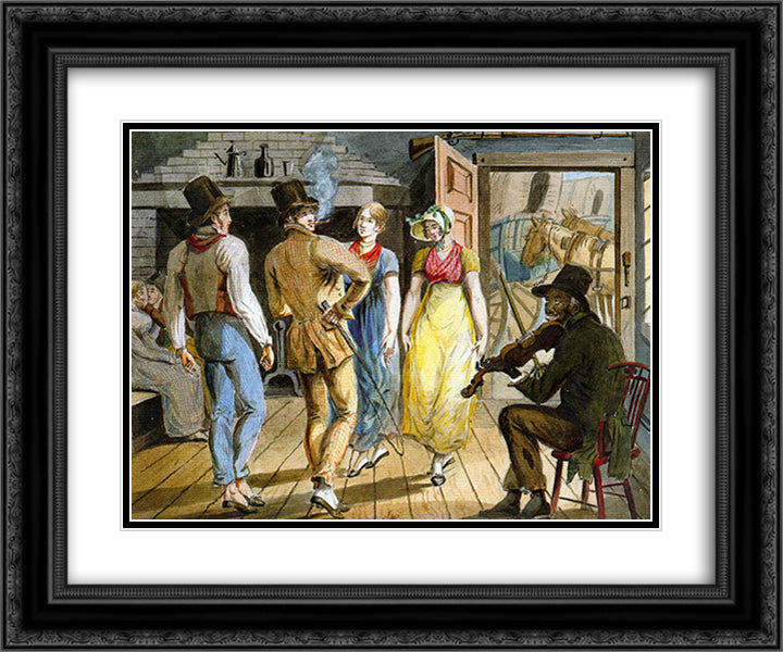 Merry Making at the Wayside Inn 24x20 Black Ornate Wood Framed Art Print Poster with Double Matting by Svinyin, Pavel